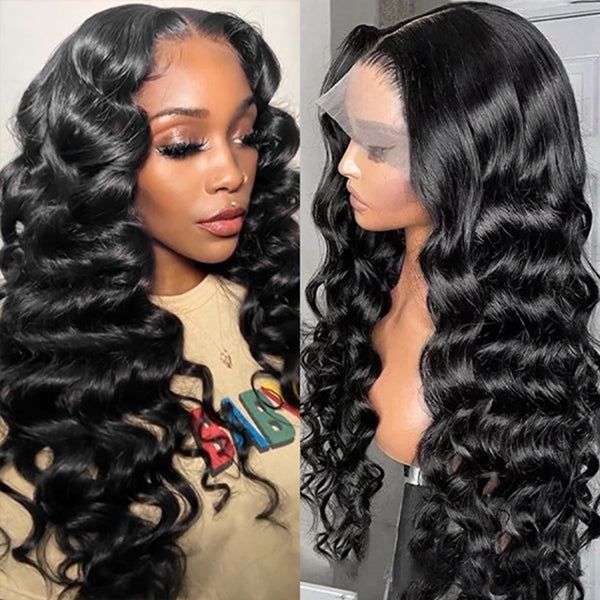 PerisModa Hair Loose Wave 13x6 Lace Frontal Virgin Hair Wigs 180% Density Pre Plucked Natural Hairline Human Hair